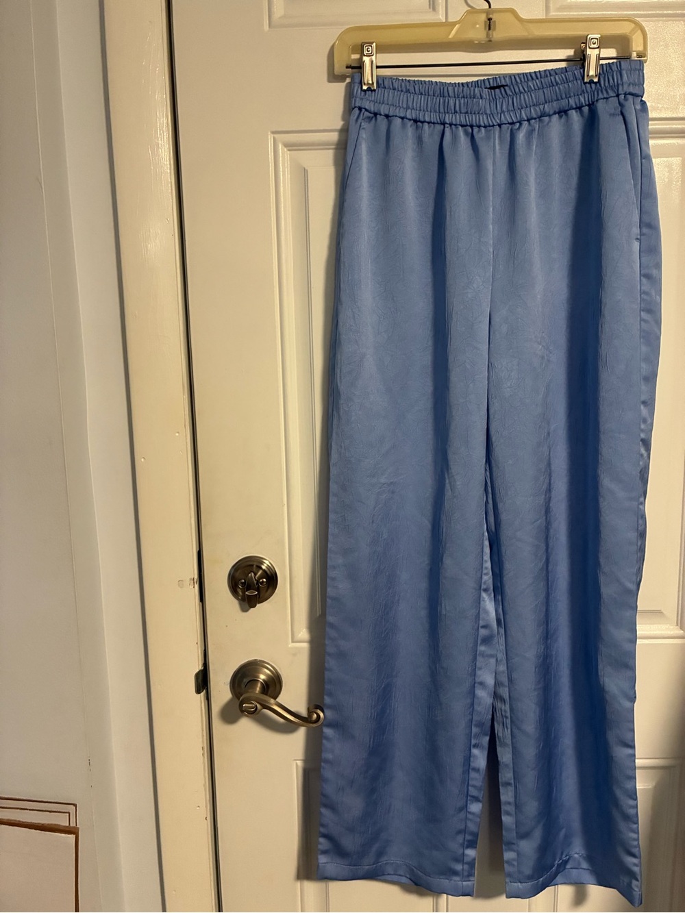 J. Crew Sky Blue Satin Wide-Leg Pants